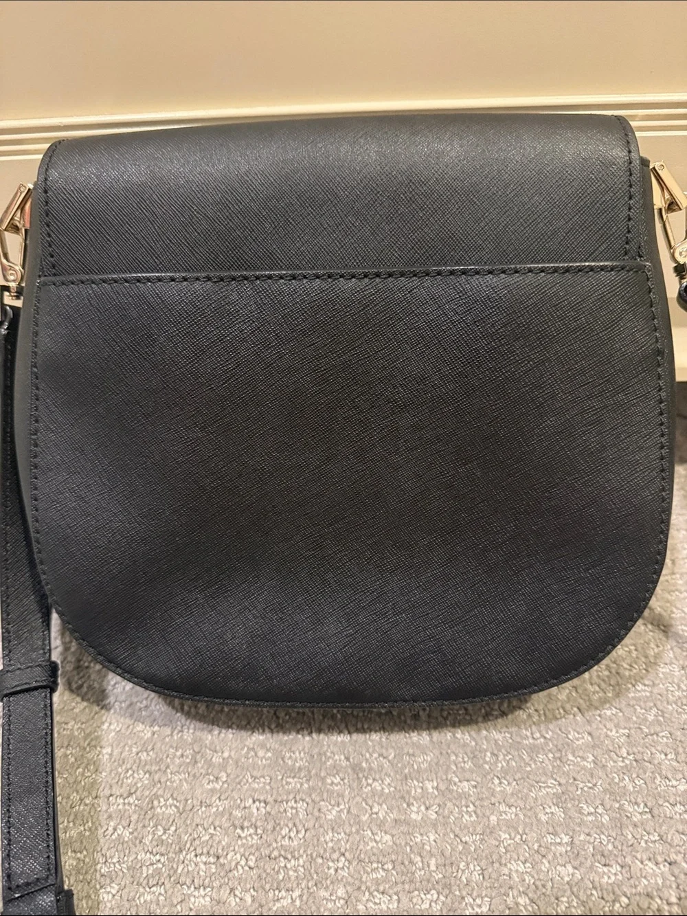 kate spade Black Crossbody Saddle Bag with Gold Hardware